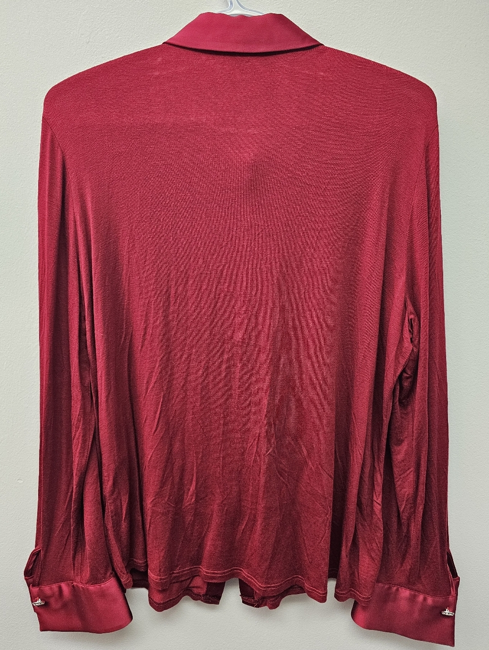 Red Button-Down Blouse With Embellish Buttons - Picture 3 of 8
